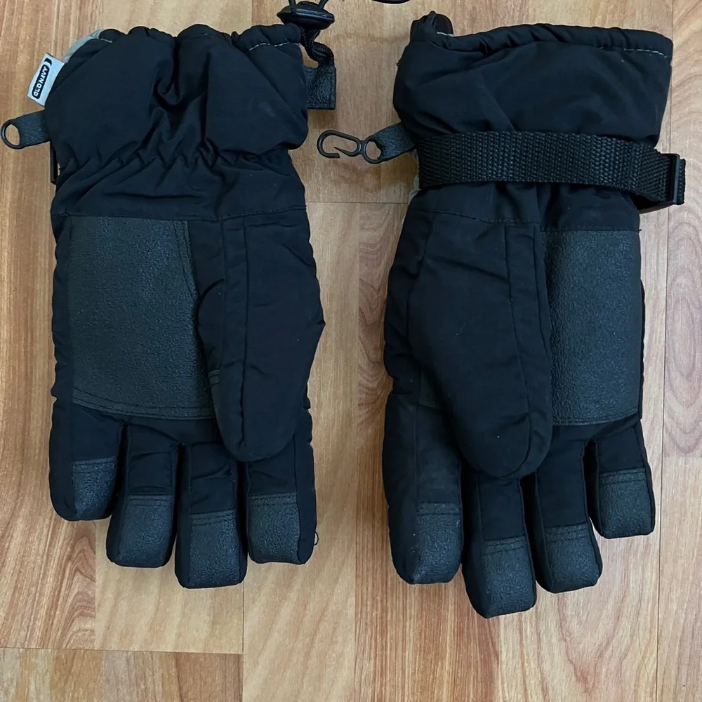 EUC Old Navy Black Gray & Orange Gloves velcro strap sz M